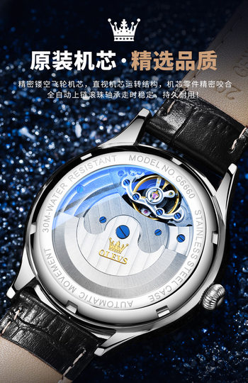 Часы с сертификатом швейцарской сертификации, мужские механические часы с кожаным ремешком, повседневные, светящиеся, глубоко водонепроницаемые, многофункциональные, инкрустированные бриллиантами часы