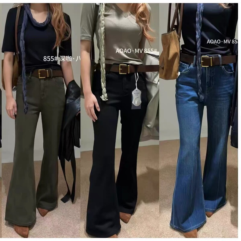 Mv855 Eight-Way Stretch Micro-Flare Jeans for Women, Autumn 2026, Korean Style, Versatile, Slimming, Casual Straight-Leg Pants Mv855 Eight-Way Stretch Micro-Flare Jeans for Women, Autumn 2026, Korean Style, Versatile, Slimming, Casual Straight-Leg Pants