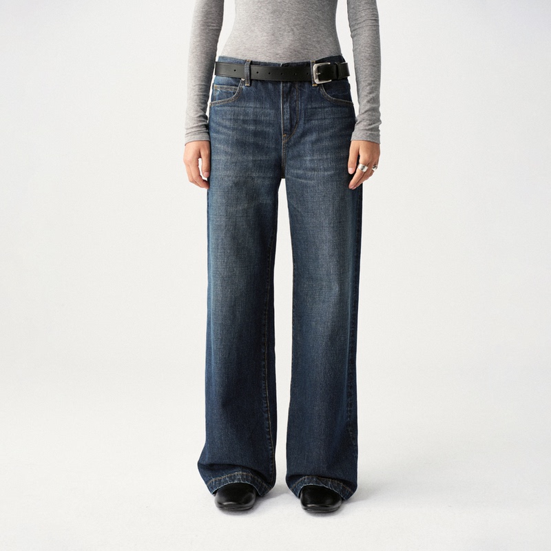 Liegee [Free Denim] Retro Vintage New Sword L12 Straight Loose Dark Indigo Jeans