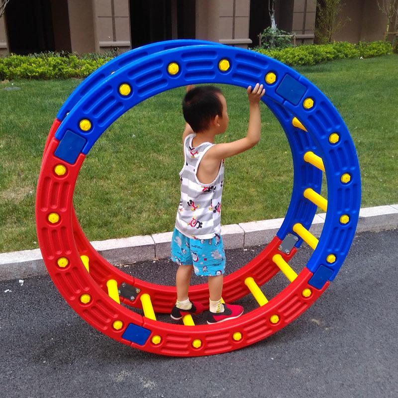 Feeling integrated training equipment Four parts of a single wood bridge balance plate Child early childhood Physical garden Early teaching circle Toys