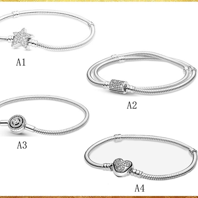 Pan's Bracelet with a Star-Shaped Double-Circle Barrel Clasp, Snake Bone Chain, Rose Gold Heart-Shaped T-Clasp Bracelet
