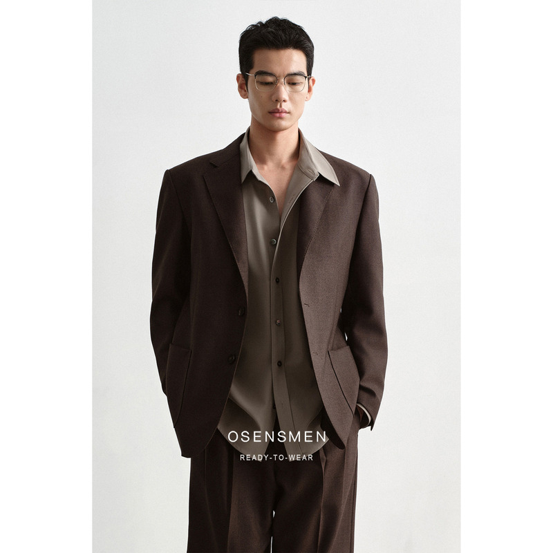 Osensmen 100% High-Quality Fine-Spun Wool Handmade Notch Lapel Padded Shoulder Casual Blazer for Men Autumn Osensmen 100% High-Quality Fine-Spun Wool Handmade Notch Lapel Padded Shoulder Casual Blazer for Men Autumn
