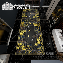 French tropical rainforest aisle parquet floor tiles living room entrance entrance corridor imitation water jet style tiles