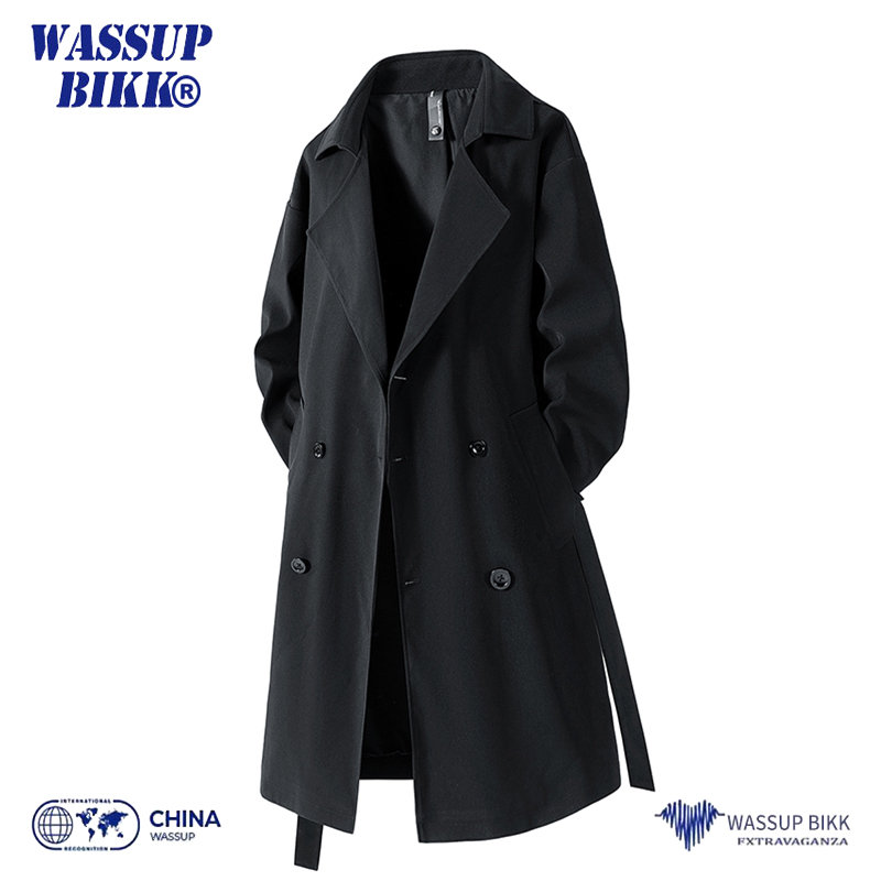 Мужская весенне-осенняя трендовая ветровка средней длины в стиле ретро WASSUP BIKK, высококачественное повседневное шерстяное пальто