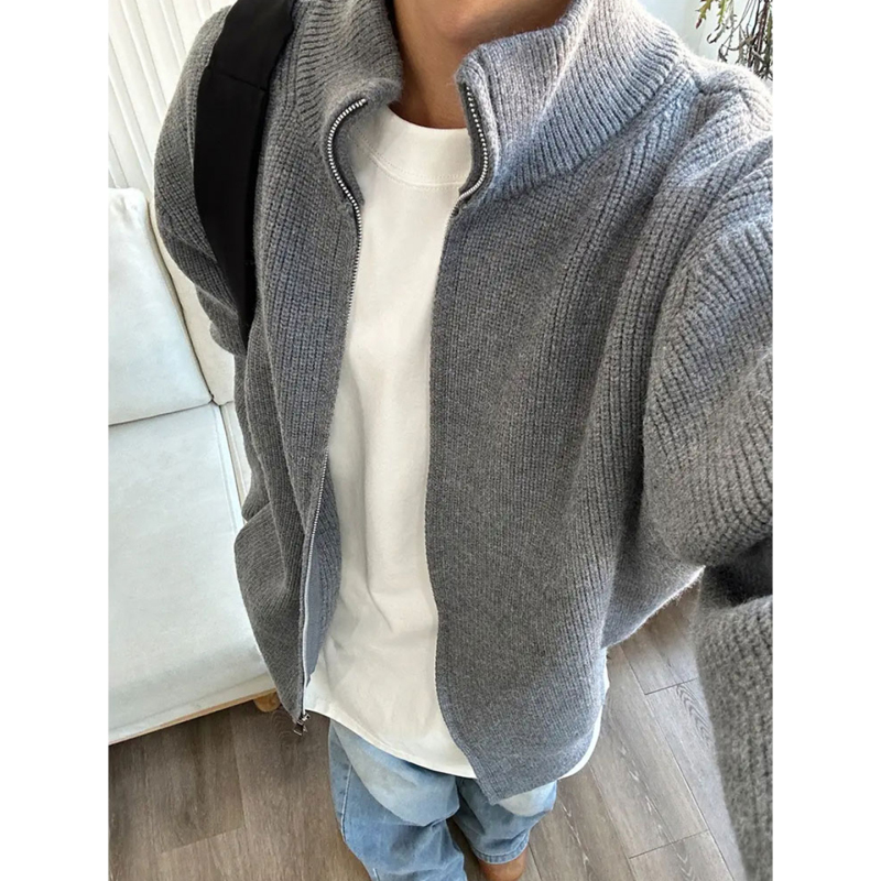 Cleanfit Zipper Cardigan Stand Collar Sweater Men's Autum Loose Lazy Style Knitwear American Retro Jacket Cleanfit Zipper Cardigan Stand Collar Sweater Men's Autum Loose Lazy Style Knitwear American Retro Jacket