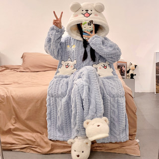 Новые пижамы 2025 года с дизайном щенка, женские утепленные фланелевые домашние костюмы из кораллового флиса с мультяшным принтом для зимы.