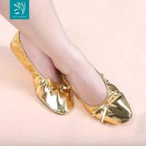 Golden flat dance shoes new belly dance shoes soft sole shoes for belly dance practice and performance