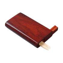 Small leaf red sandalwood small exquisite toothpick box red wooden toothpick tube solid wood retro Chinese toothpick jar portable