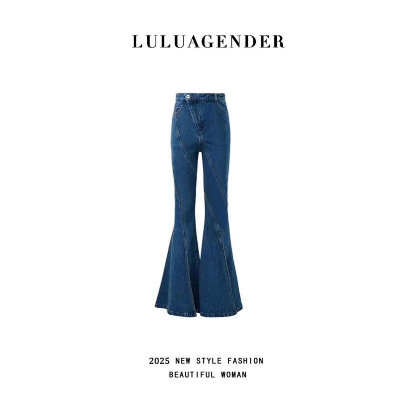 Lulu's Stunning and Age-Reducing Hong Kong-Style Design Flared Pants for Women, High-Waisted, Slimming, Fashionable, Versatile for Commuting, Jeans Lulu's Stunning and Age-Reducing Hong Kong-Style Design Flared Pants for Women, High-Waisted, Slimming, Fashionable, Versatile for Commuting, Jeans