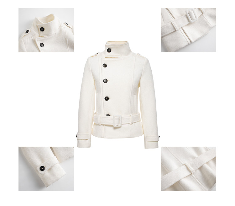 POPWEST Stand Collar Belted Coat And Skirt Set