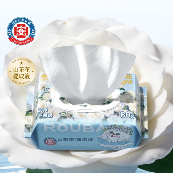 柔邦山茶花湿厕纸80抽*4包
