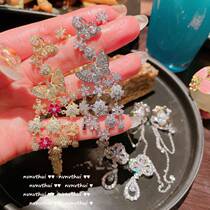 Designers 18K gold-plated 18K gold-plated butterfly zircon for the brilliant flower gemstone earrings of the year of birth is not melted