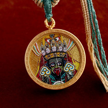 Tibetan thangka pendant hand-painted craftsmanship in the year of birth and year national trend literary and artistic retro ethnic style yellow pendant Zakilam ceremony