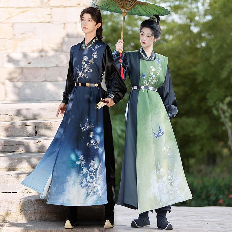 【Nightfall】Original Hanfu for Men and Women, Tang-Style Multi-Color Cool and Stylish Round-Neck Robe with Han Elements, Sleeveless Cross-Collar Long Shirt for Autumn and Winter 【Nightfall】Original Hanfu for Men and Women, Tang-Style Multi-Color Cool and Stylish Round-Neck Robe with Han Elements, Sleeveless Cross-Collar Long Shirt for Autumn and Winter