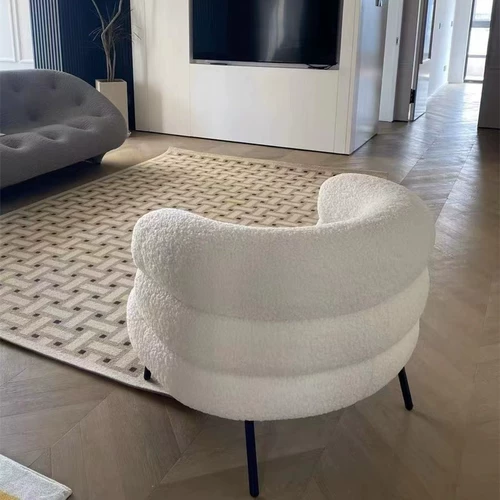 Bobo Lambskin спальня на балконе повседневное кресло для отдыха маленькие подразделения простой макияж Современный белый одиночный диван