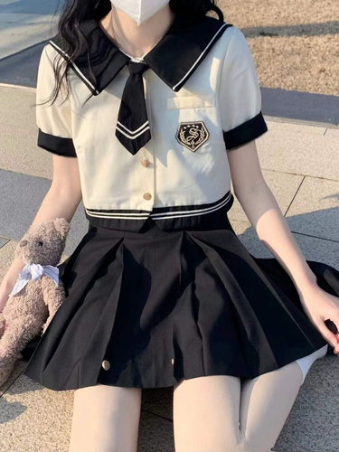 川田晴子 Студенческая юбка в складку, летний японский оригинальный комплект, короткий рукав, подходит для подростков