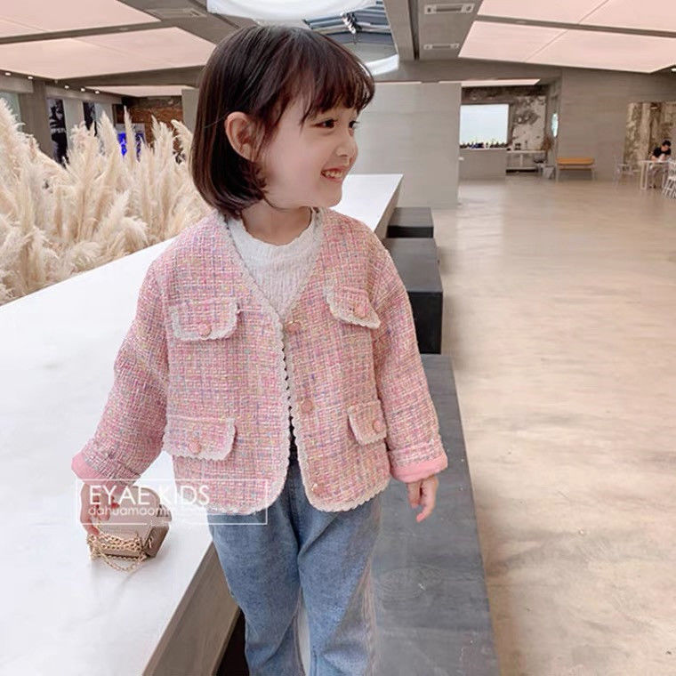 Girls Korean style trendy clothes jacket small fragrance spring new Korean version baby foreign style short jacket net red top