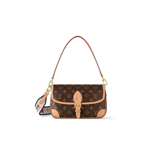 9.9 路易威登Diane帆布棕色女小號手提單肩包 Vuitton 9.5新Louis