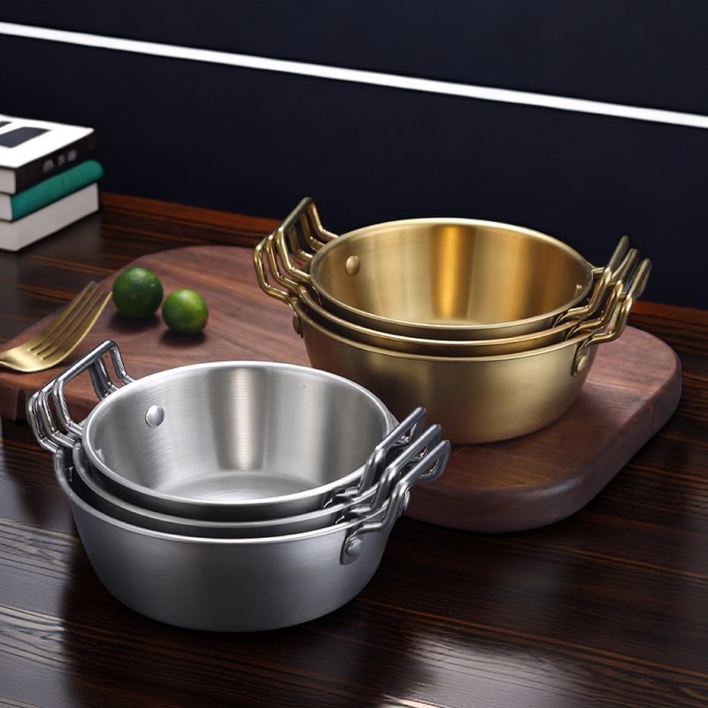 Korean Bibimbap, Korean-Style Yanbian Tableware, Self-Service Instant Noodle Pot, Double-Ear Bowl with Handle, Seasoning Bowl, Rice Noodle Bowl, Spicy Ramen Bowl
