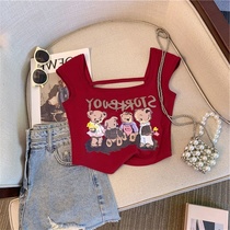 Girls Summer Clothes Fashionable Cartoon Suspenders Childrens Clothes Summer Outerwear Short Vests Baby Girls Korean Printed Tops