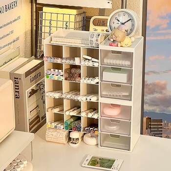 Inflected plug mark pen holder storage box drawer integrated student desktop children's office creative multi-function pen bucket