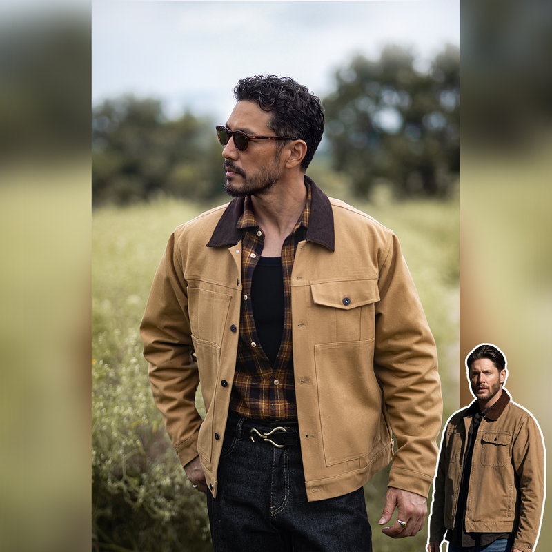 American Retro Short Cruiser Work Jacket for Men, New Autumn American Retro Heavyweight Detroit Jacket American Retro Short Cruiser Work Jacket for Men, New Autumn American Retro Heavyweight Detroit Jacket