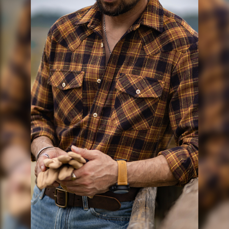 Uncle Gu's Lumberjack Long-Sleeved Plaid Shirt for Men, 2026 Autumn New Vintage Casual Woolen Shirt Jacket