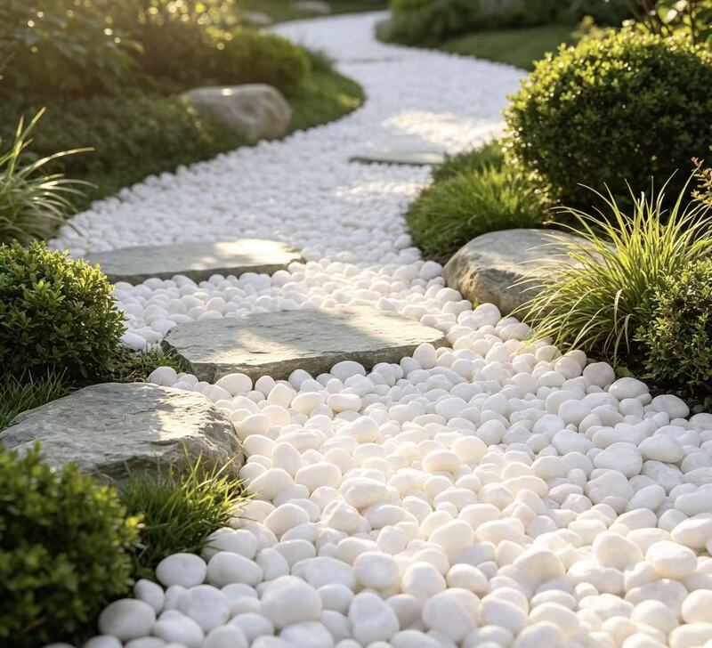 Shandong Qingdao 25kg Pure Natural White Stone Gravel Wholesale for Paving, Small White Stone Particles, Pebbles for Landscaping and Gardens