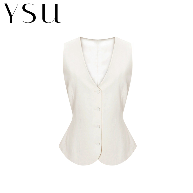 [Rest of the Books] "Bach in the Rain" Waist-Cinching British-Style Fashionable Sleeveless Vest Jacket Y303710