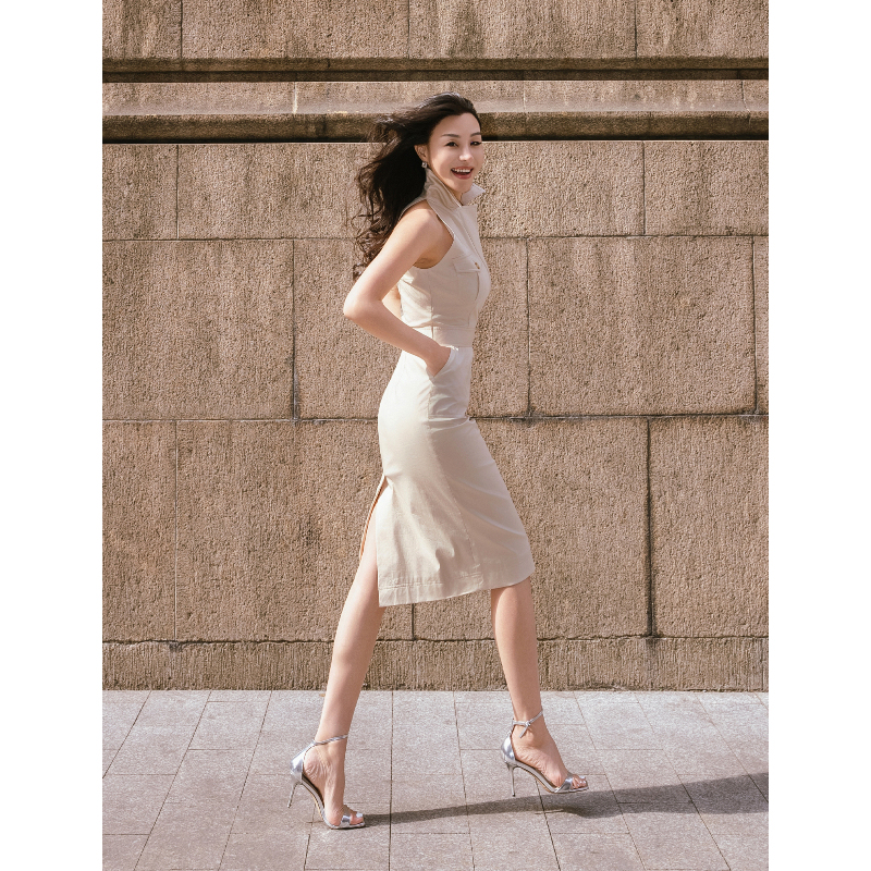 [Yu Shu] “Windsor’S Past Things” Waist Slimming Windbreaker Sleeveless Dress Y303624