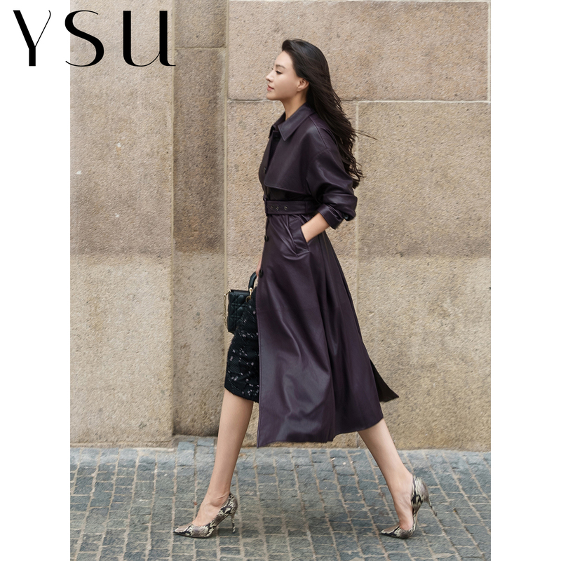 [Rest of the Books] “French Wardrobe” Series Sheepskin Trench Coat Single-Breasted Waist-Cinching Jacket Y304187