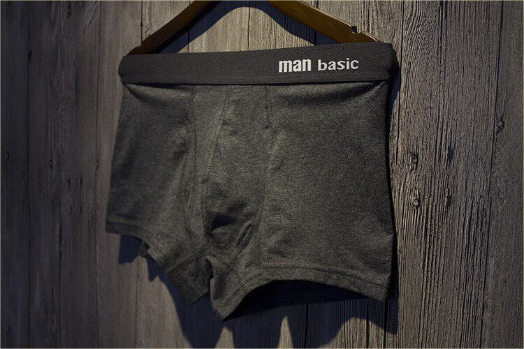 Full Cotton Age Men's Underwear Pure Cotton Four-corner Pants Head Pure Color Mid Waist Minimalist Movement Youth Student Trend Fashion