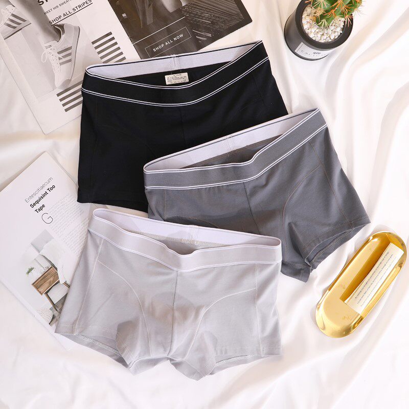 All-cotton Times Underpants Men's pure cotton Four corner trendy personality Large size Sizes Loose Thin Air Breathable Full Cotton Four-corner Pants Head Tide