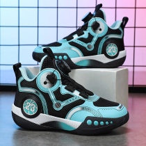 Childrens shoes summer breathable youth basketball shoes practical student sneakers mens and womens rotating button junior high school students sneakers