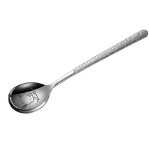 316 stainless steel spoon household spoon hammer pattern western food spoon eating spoon spoon long handle large head round spoon 03