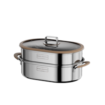 Fish steaming pot 316 stainless steel household oval rectangular high-end multi-layer steamer intelligent timing large thickening 03