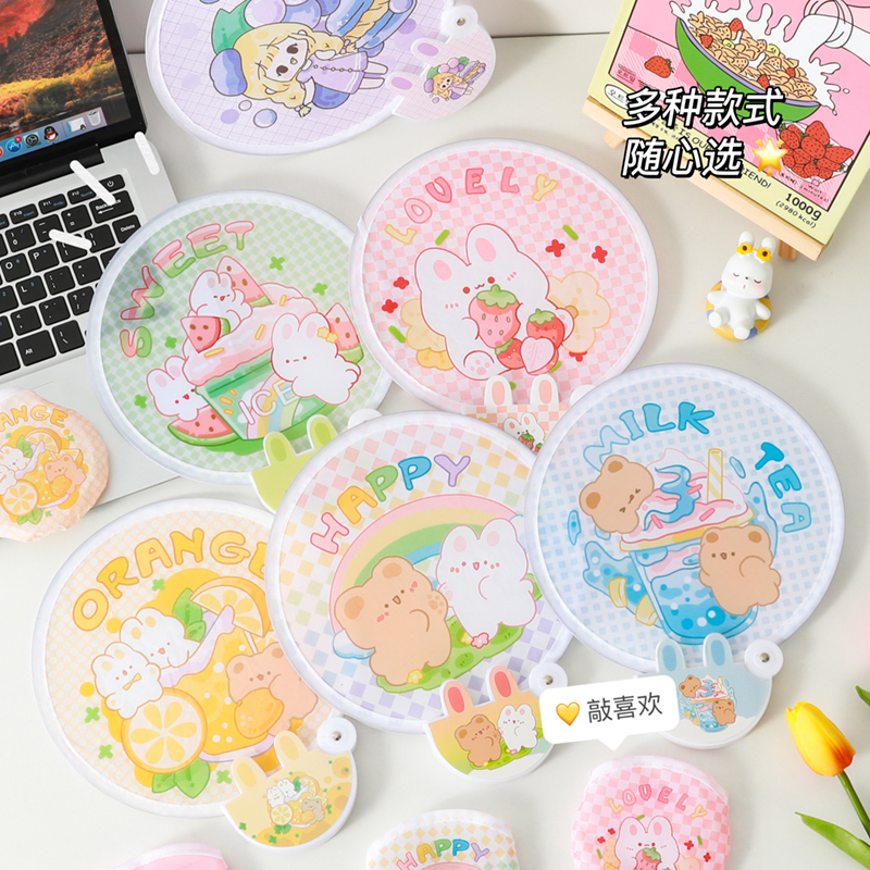Fan Summer Cutting Cartoon Circular Mini Folding Fan Students Portable Foldable Cluster Fan Customized