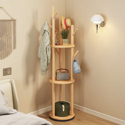 Solid Wood Clothes Rack, Floor-Standing Bedroom Small Space Coat Rack, Vertical Entryway Clothing Storage Rack, Trendy Storage Rack