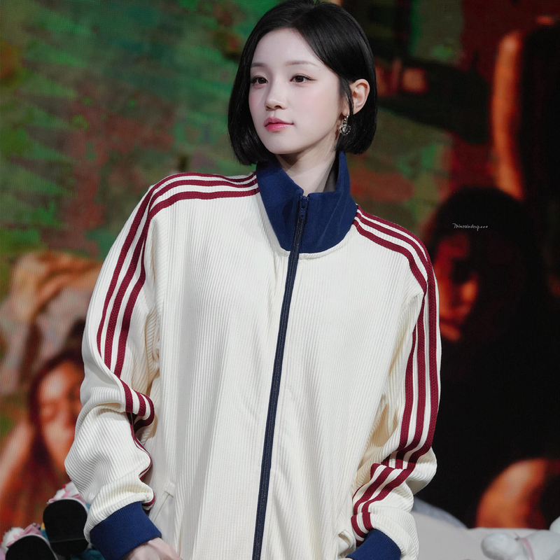 Korean Style Song Yuqi Same Style Jacket 1:1 Embroidery 2026 New Waffle Knit Korean K-Pop Outfit Sweatshirt Top