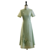 Green Ao Dai cheongsam summer new 2024 improved new Chinese style Republican style mothers dress with slimming temperament