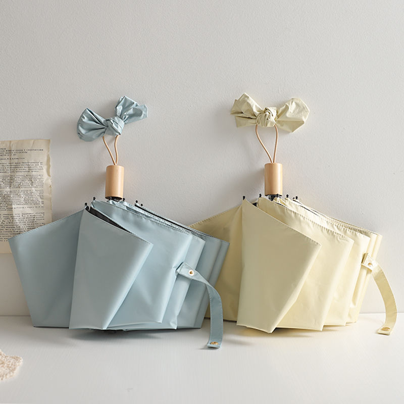 Full Automatic Day Ensemble High Face Value Minimalist Abstinence Black Glue Shading Beach Umbrella Sunscreen Anti UV Female Fold Clear