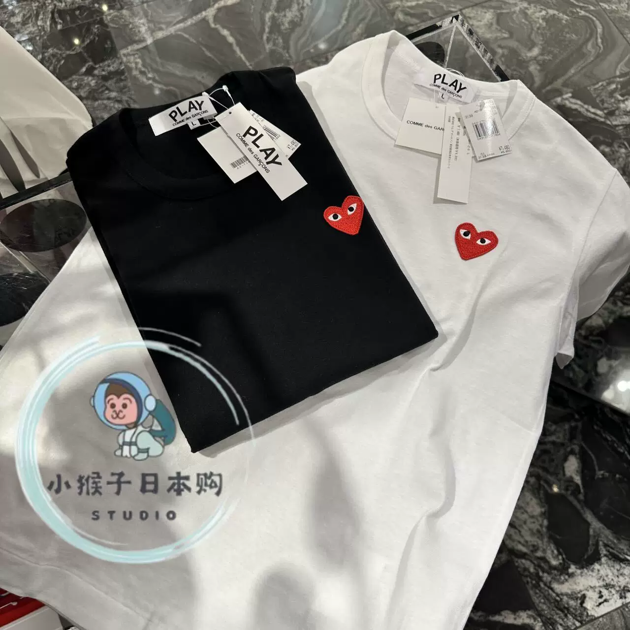 Крохотная обезьянка Япония покупка японского CDG Kawaku Ling Play классическая красная -сердитая короткий рукав футболка мужчины и женщины