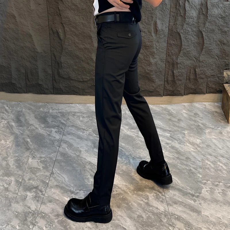 Zhouzhou Light Luxury Men's Clothing: Men's Spring and Autumn Fabric New Trendy Slim Fit Pants, Business Casual Trousers for Men