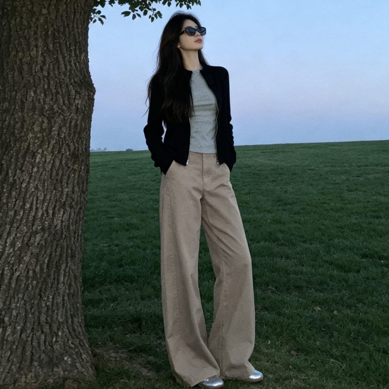 Elegant Casual Sports Suit for Women, Autumn Slim-Fit Knitted Sweatshirt, Korean Style Loose Fashion Wide-Leg Pants Two-Piece Set Elegant Casual Sports Suit for Women, Autumn Slim-Fit Knitted Sweatshirt, Korean Style Loose Fashion Wide-Leg Pants Two-Piece Set