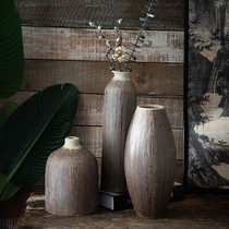 The Silent Wind Vase Retro Ceramics Coarse Pottery Chinese Style Zen-style Flower Arrangement Flower Arrangement of Flowers Living Room Tea Table Decorations
