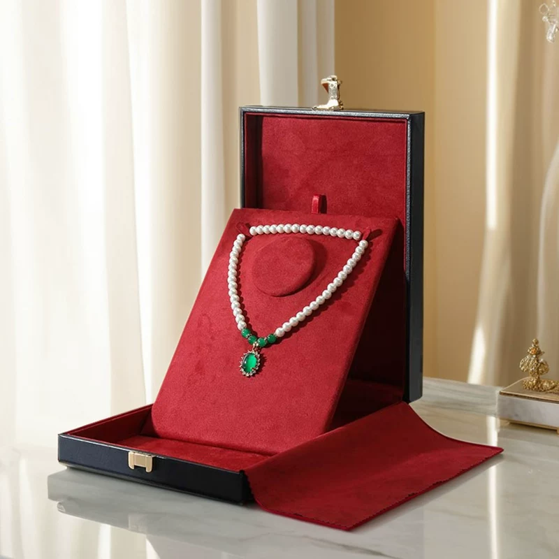 米喀 Jewelry, high-end storage box, rectangular set pearl, storage system, light luxury style, with gem, 3 piece set