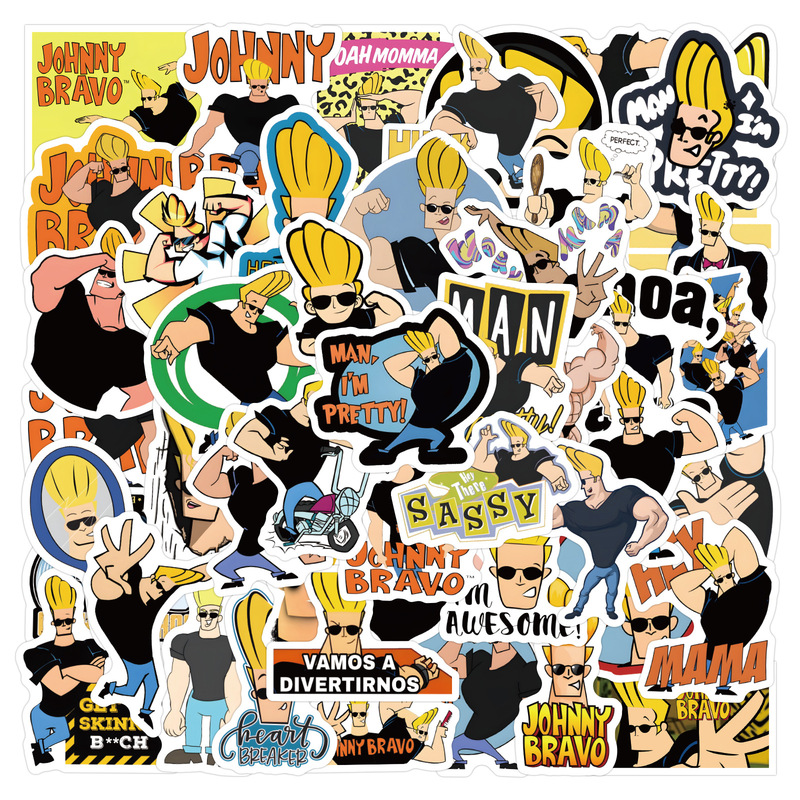 60 Cartoon Character Johnny Bravo Stickers Johnny Bravo Decorative Stickers for Mobile Phones and Tablets