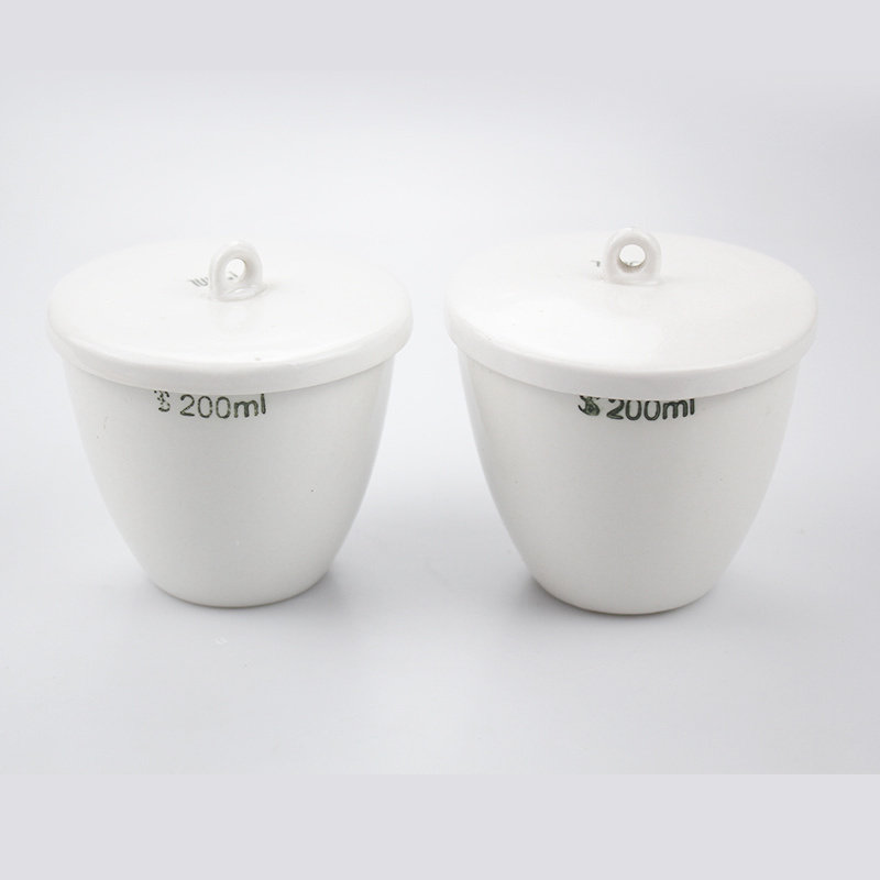 陶瓷坩埚 实验室耐高温 马弗炉高温炉坩埚带盖 瓷坩埚10ml-300ml