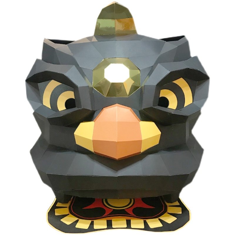 新年醒狮COS太炸了!手残党也能30分钟搞定的纸模头套DIY神器🔥_面具_淘宝游戏网