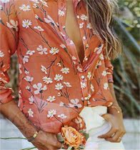 Women's Retro loose blouse summer small Lapel long sleeved